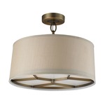 Baxter Ceiling Semi Flush Mount - Brushed Antique Brass / Tan