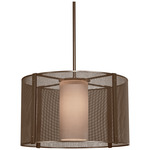 Uptown Mesh Drum Pendant - Flat Bronze / Frosted
