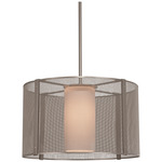 Uptown Mesh Drum Pendant - Metallic Beige Silver / Frosted