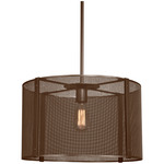 Uptown Mesh Drum Pendant - Flat Bronze / No Glass