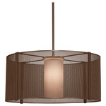 Uptown Mesh Drum Pendant - Flat Bronze / Frosted