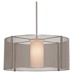 Uptown Mesh Drum Pendant - Beige Silver / Frosted