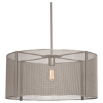 Uptown Mesh Drum Pendant - Beige Silver / No Glass