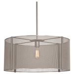 Uptown Mesh Drum Pendant - Metallic Beige Silver / No Glass