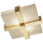 Doughnut Ceiling Flush Light - Antique Natural Brass / Marbelized Glass