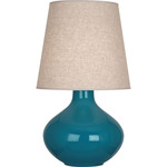 June Table Lamp - Peacock / Buff Linen