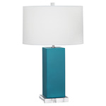 Harvey Table Lamp - Peacock / Oyster Linen