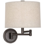 Sofia Swing Arm Wall Light - Deep Patina Bronze / Heather Linen