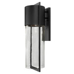 Shelter Wide Outdoor Wall Sconce - Black / Clear Seedy