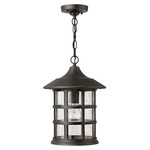 Freeport 120V Aluminum Outdoor Pendant - Oil Rubbed Bronze / Clear Seedy
