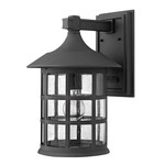 Freeport 120V Aluminum Outdoor Wall Sconce - Black / Clear Seedy