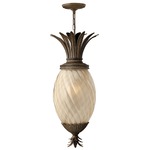 Pineapple 120V Outdoor Pendant - Pearl Bronze / Etched Amber Optic