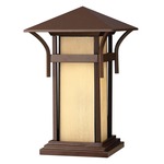 Harbor 120V Outdoor Pier Mount Lantern - Anchor Bronze / Etched Amber Seedy