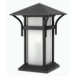 Harbor 120V Outdoor Pier Mount Lantern - Satin Black / Etched White Seedy