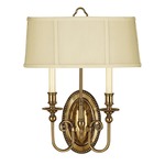 Cambridge Oval Shade Wall Sconce - Burnished Brass / Ivory Fabric Hardback