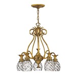 Pineapple Downlight Chandelier - Burnished Brass / Clear Optic