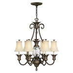 Pineapple 7-Light Chandelier - Pearl Bronze / Clear Optic / Ivory Silk