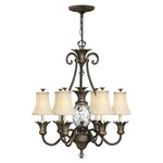 Pineapple 7-Light Chandelier - Pearl Bronze / Clear Optic / Ivory Silk