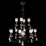 Eaton Place 12 Light Chandelier - Rustic Iron / Crystal