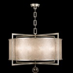 Singapore Moderne Drum Pendant - Ivory / Silver