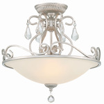 Ashton Semi Flush Ceiling Mount - Olde Silver / Hand-Cut Crystal