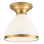 Randolph Semi Flush Ceiling Light - Aged Brass / Opal