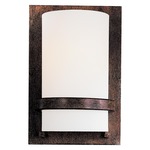 Fieldale Lodge Small Wall Sconce - Iron Oxide / Etched Opal