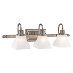 Mission Ridge Bathroom Vanity Light - Brushed Nickel / Etched Glass