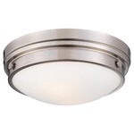 823 Ceiling Flush Mount - Brushed Nickel / Clear / White