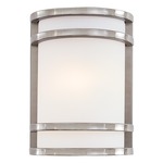 Bay View Small Outdoor Wall Light - Brushed Stainless Steel / Etched Opal