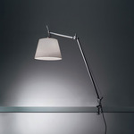 Tolomeo Mega LED Table Lamp with Clamp - Polished Aluminum / Grey Fiber