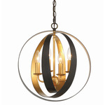 Luna Sphere Chandelier - English Bronze/Antique Gold