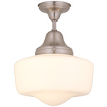 Schoolhouse Ceiling Light - Satin Nickel / Opal