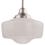 Schoolhouse Pendant - Satin Nickel / Opal