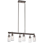 Braelyn Linear 6 Light Chandelier - Olde Bronze / Clear Seeded