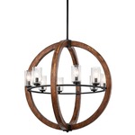 Grand Bank Globe Chandelier - Auburn Stained / Clear Seeded