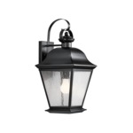 Mount Vernon Outdoor Wall Sconce - Black / Clear Seeded