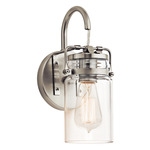 Brinley Wall Sconce - Brushed Nickel / Clear