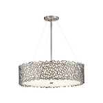 Silver Coral Pendant - Classic Pewter / White