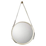 Round Hide Wall Mirror - White Hide / Silver