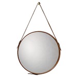 Round Leather Mirror - Buff Leather / Brass
