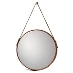 Round Leather Mirror - Buff Leather / Brass