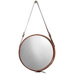 Round Leather Mirror - Buff Leather / Brass
