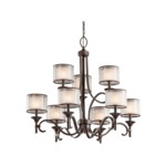 Lacey Two Tier Chandelier - Mission Bronze / White Organza