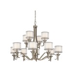 Lacey Two Tier Chandelier - Antique Pewter / White Organza