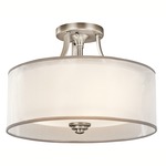Lacey Semi Flush Ceiling Light - Antique Pewter / Satin Etched