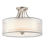 Lacey Semi Flush Ceiling Light - Antique Pewter / Satin Etched