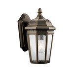 Courtyard Small Wall Sconce - Textured Black / Etched Seedy
