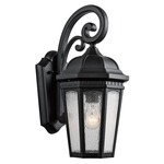 Courtyard Outdoor Wall Lantern - Textured Black / Etched Seedy