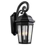 Courtyard Outdoor Wall Lantern - Textured Black / Etched Seedy